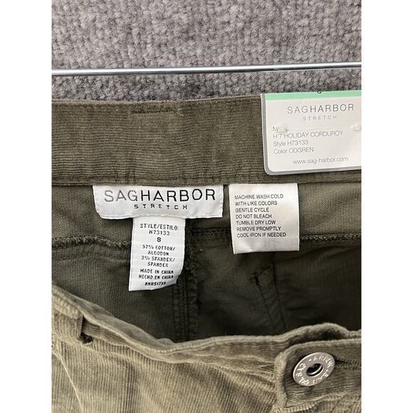 Sag Harbor Stretch Corduroy Bootcut Jeans Pants Womens Size 8 Green Pockets NWT - Picture 3 of 11